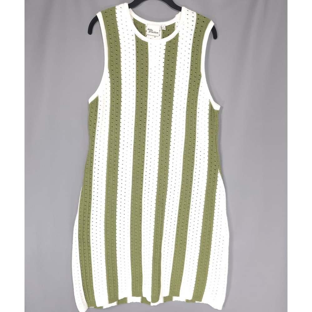 ANTHROPOLOGIE DAILY PRACTICE New Knit Mini Dress XL Sleeveless Green Striped - Picture 12 of 16